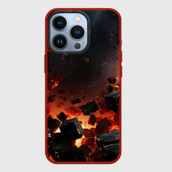 Чехол для iPhone 13 Pro Взрыв плит и огонь, цвет: 3D-красный