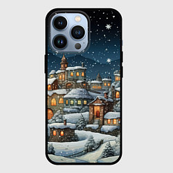 Чехол для iPhone 13 Pro Новогодний городок ночной, цвет: 3D-черный