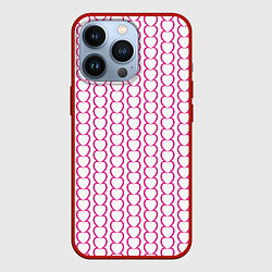 Чехол для iPhone 13 Pro Полосы из сердечек, цвет: 3D-красный
