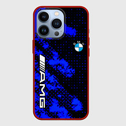 Чехол для iPhone 13 Pro BMW sport amg colors blue, цвет: 3D-красный