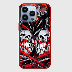 Чехол для iPhone 13 Pro Красные адские черепа, цвет: 3D-красный