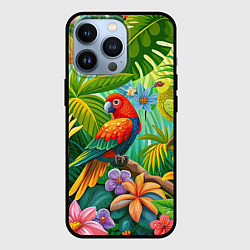 Чехол для iPhone 13 Pro Попугаи - экзотические птицы, цвет: 3D-черный