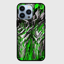 Чехол для iPhone 13 Pro Острый металл зелёный, цвет: 3D-черный