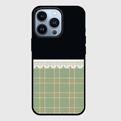Чехол для iPhone 13 Pro Клетка и рюши в салатовом цвете, цвет: 3D-черный