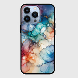 Чехол для iPhone 13 Pro Нарисованная спиртовыми чернилами иллюстрация, цвет: 3D-черный