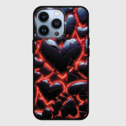 Чехол для iPhone 13 Pro Разбитые сердца и красный неон, цвет: 3D-черный