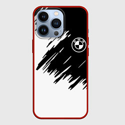 Чехол для iPhone 13 Pro BMW sport краски черные разрывы, цвет: 3D-красный