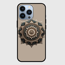 Чехол для iPhone 13 Pro Защитный орнамент- щит из дерева резной, цвет: 3D-черный