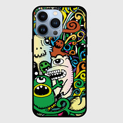 Чехол для iPhone 13 Pro Сумасшедшие монстры, цвет: 3D-черный