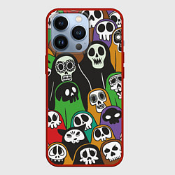 Чехол для iPhone 13 Pro Скелеты на хэллоуин, цвет: 3D-красный