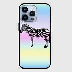 Чехол для iPhone 13 Pro Зебра по радужном фоне, цвет: 3D-черный