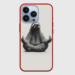 Чехол для iPhone 13 Pro Ленивиц в позе лотоса, цвет: 3D-красный