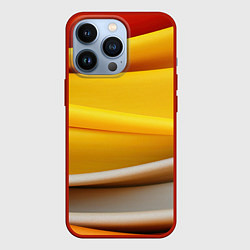 Чехол для iPhone 13 Pro Желтая абстракция с оранжевой волной, цвет: 3D-красный