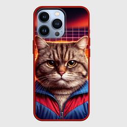 Чехол для iPhone 13 Pro Полосатый кот в спортивном костюме, цвет: 3D-красный