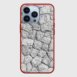 Чехол для iPhone 13 Pro Каменная стена текстура, цвет: 3D-красный