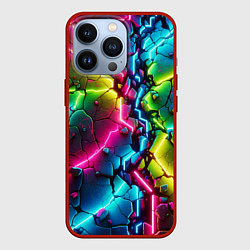 Чехол для iPhone 13 Pro Трещина - неон, цвет: 3D-красный