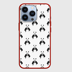 Чехол для iPhone 13 Pro Panda love - pattern, цвет: 3D-красный