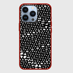Чехол для iPhone 13 Pro Геометрические фигуры белые, цвет: 3D-красный