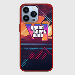 Чехол для iPhone 13 Pro GTA 6 logo абстрактный фон, цвет: 3D-красный