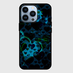 Чехол для iPhone 13 Pro Сердечки узоры, цвет: 3D-черный