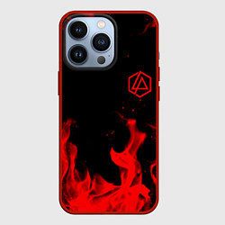 Чехол для iPhone 13 Pro Linkin Park красный огонь лого, цвет: 3D-красный