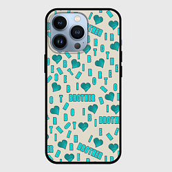 Чехол для iPhone 13 Pro Я люблю брата, буквы паттерн, цвет: 3D-черный