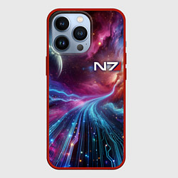 Чехол для iPhone 13 Pro Mass Effect - N7, цвет: 3D-красный