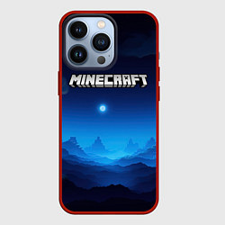 Чехол для iPhone 13 Pro Minecraft logo night, цвет: 3D-красный