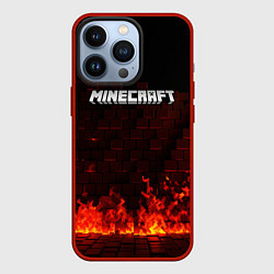 Чехол для iPhone 13 Pro Minecraft fire logo, цвет: 3D-красный