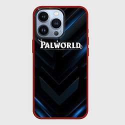 Чехол для iPhone 13 Pro Palworld logo blue neon abstract black, цвет: 3D-красный