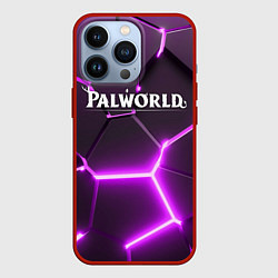 Чехол для iPhone 13 Pro Palworld логотип разлом фиолетовых плит, цвет: 3D-красный