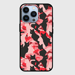 Чехол для iPhone 13 Pro Розовый камуфляж из котов, цвет: 3D-черный
