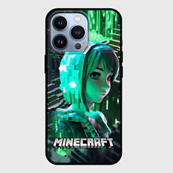 Чехол для iPhone 13 Pro Minecraft персонаж на острове, цвет: 3D-черный