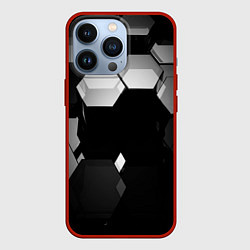 Чехол для iPhone 13 Pro Нано соты шестиугольник, цвет: 3D-красный