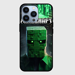 Чехол для iPhone 13 Pro Minecraft зеленый персонаж каменные джунгли, цвет: 3D-черный