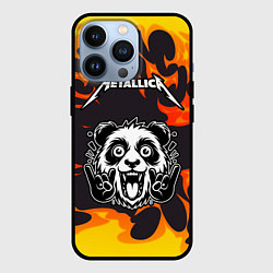 Чехол для iPhone 13 Pro Metallica рок панда и огонь, цвет: 3D-черный