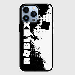Чехол iPhone 13 Pro Роблокс - черно-белая абстракция