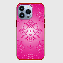 Чехол для iPhone 13 Pro Узоры на розовом фоне, цвет: 3D-красный