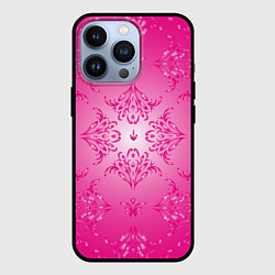 Чехол для iPhone 13 Pro Узоры на розовом фоне, цвет: 3D-черный