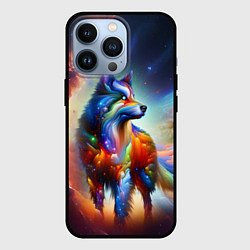 Чехол для iPhone 13 Pro Космический красочный волк, цвет: 3D-черный