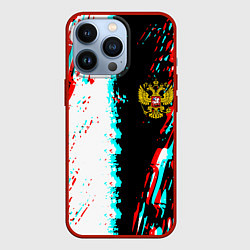 Чехол для iPhone 13 Pro Россия глитч краски текстура спорт, цвет: 3D-красный