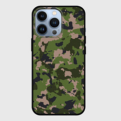 Чехол для iPhone 13 Pro Камуфляжный паттерн в стиле Woodland, цвет: 3D-черный