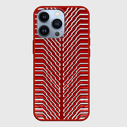 Чехол для iPhone 13 Pro Белые линии на красном фоне, цвет: 3D-красный