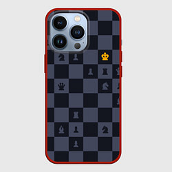 Чехол для iPhone 13 Pro Синяя шахматная доска, цвет: 3D-красный