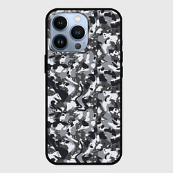 Чехол для iPhone 13 Pro Пиксельный камуфляж серого цвета, цвет: 3D-черный
