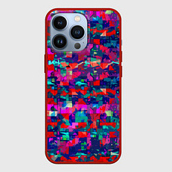 Чехол для iPhone 13 Pro Разноцветные осколки стекла, цвет: 3D-красный