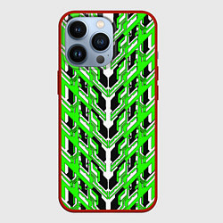 Чехол для iPhone 13 Pro Зелёная техно броня, цвет: 3D-красный
