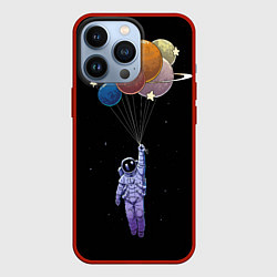 Чехол для iPhone 13 Pro Космонавт с воздушными шарами, цвет: 3D-красный