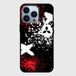 Чехол для iPhone 13 Pro Митсубиси на фоне граффити и брызг красок, цвет: 3D-черный