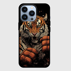 Чехол для iPhone 13 Pro Муай-Тай тигр в стойке боевые искусства, цвет: 3D-черный